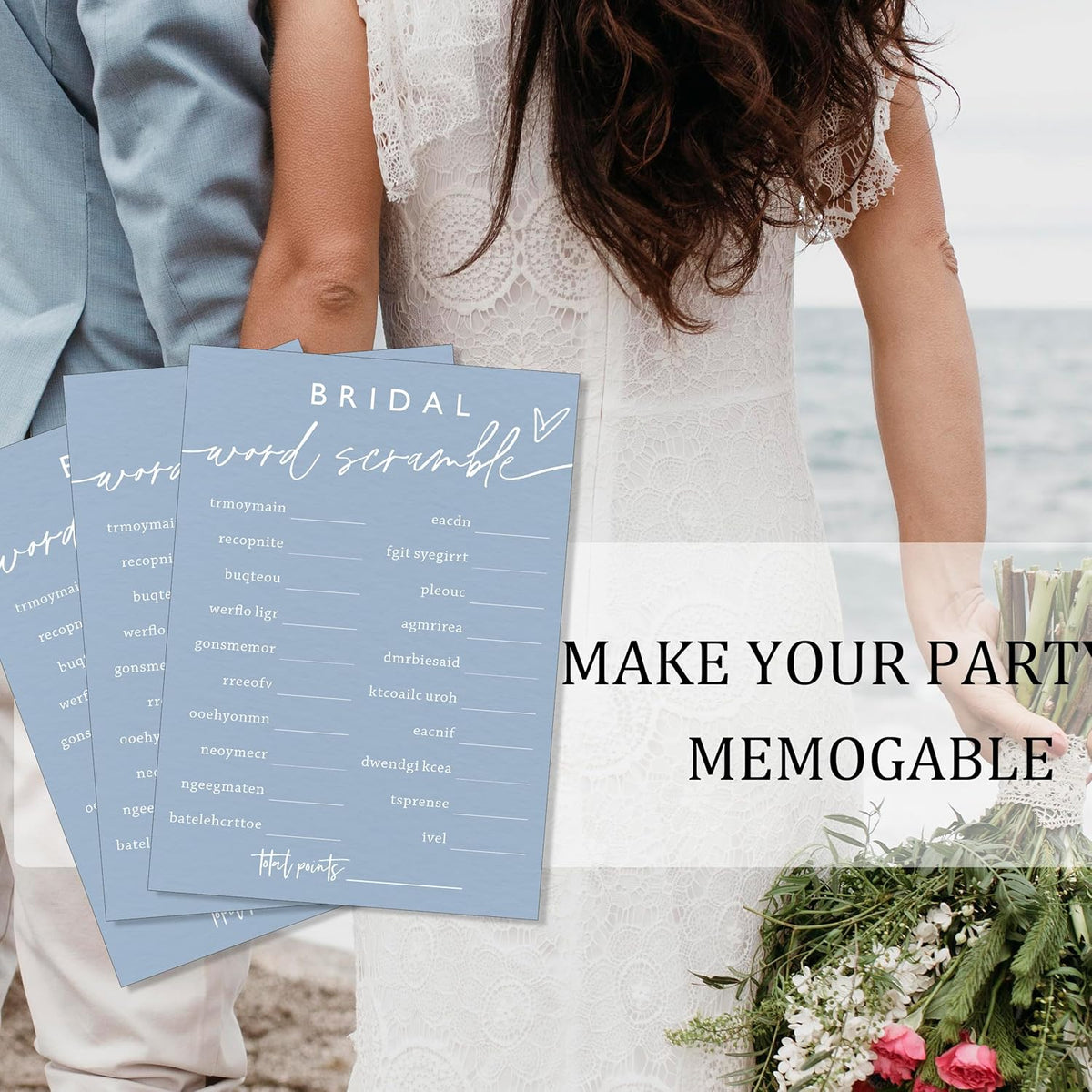 Fun Wedding Shower Games Bridal Word Scramble who knows the bride best 25 Game Cards with 1 Answer