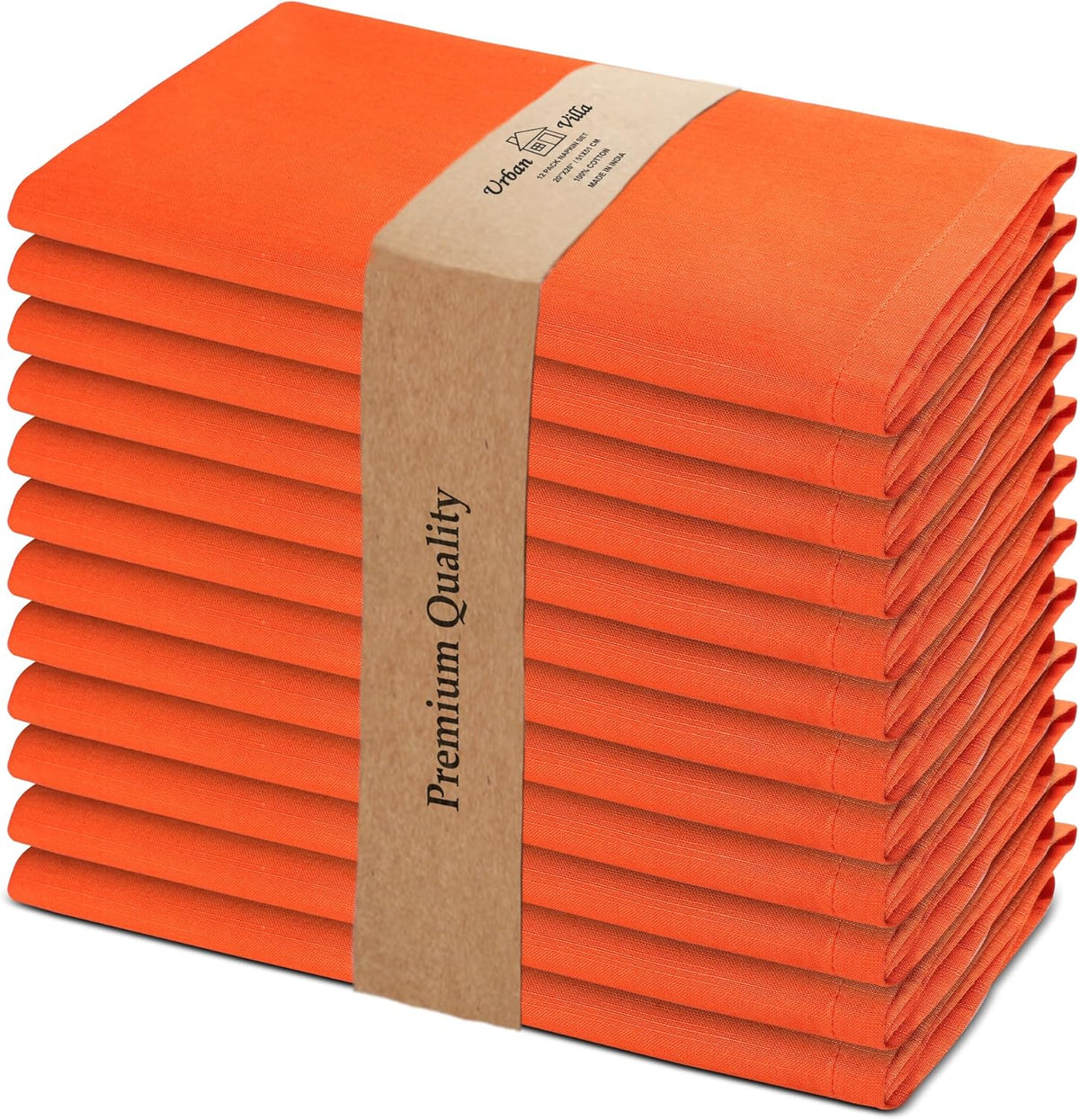 Urban Villa Cloth Napkins Halloween Dinner Napkins Solid Orange Color 20''x20'' (Set of 12) 100%