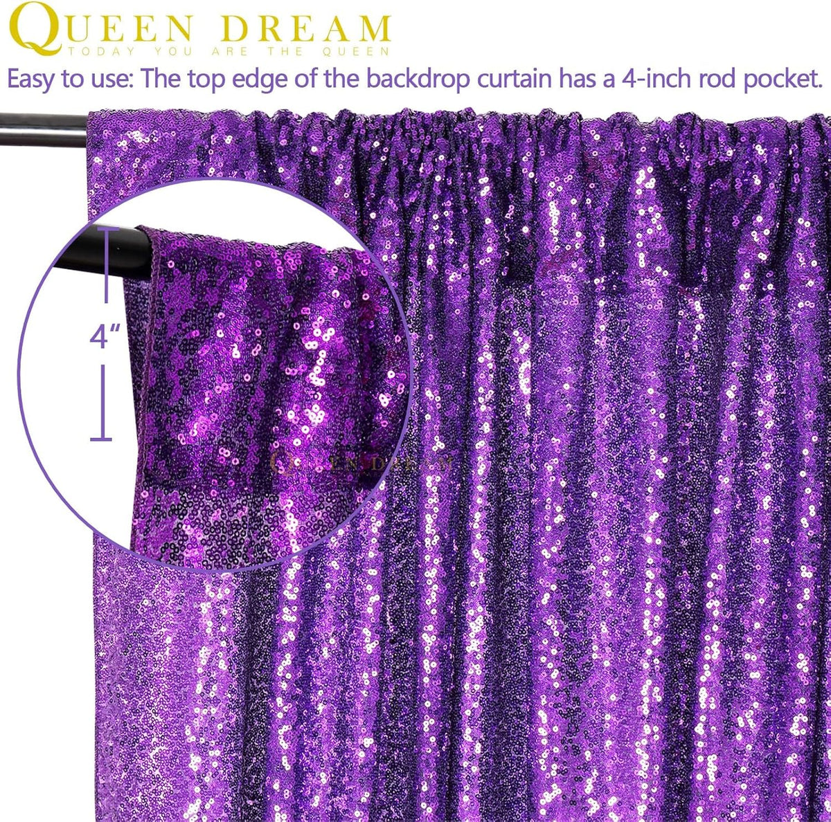Purple Sequin Backdrop 8ft x 8ft Glitter Party Backdrop Curtains Glitter Background for Baby Shower