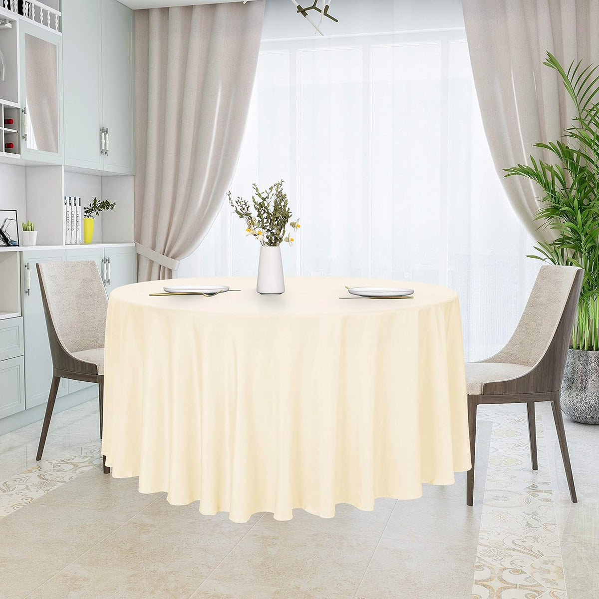 sancua Round Tablecloth - 120 Inch - Water Resistant Spill Proof Washable Polyester Table Cloth