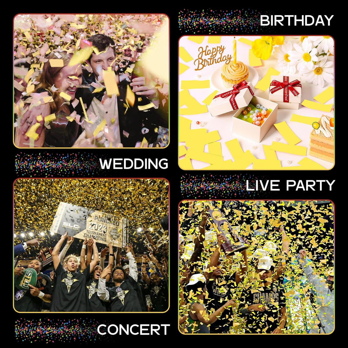 Yellow Biodegradable Confetti - Rectangular Fluttering Tissue Paper Confetti for Cannon and