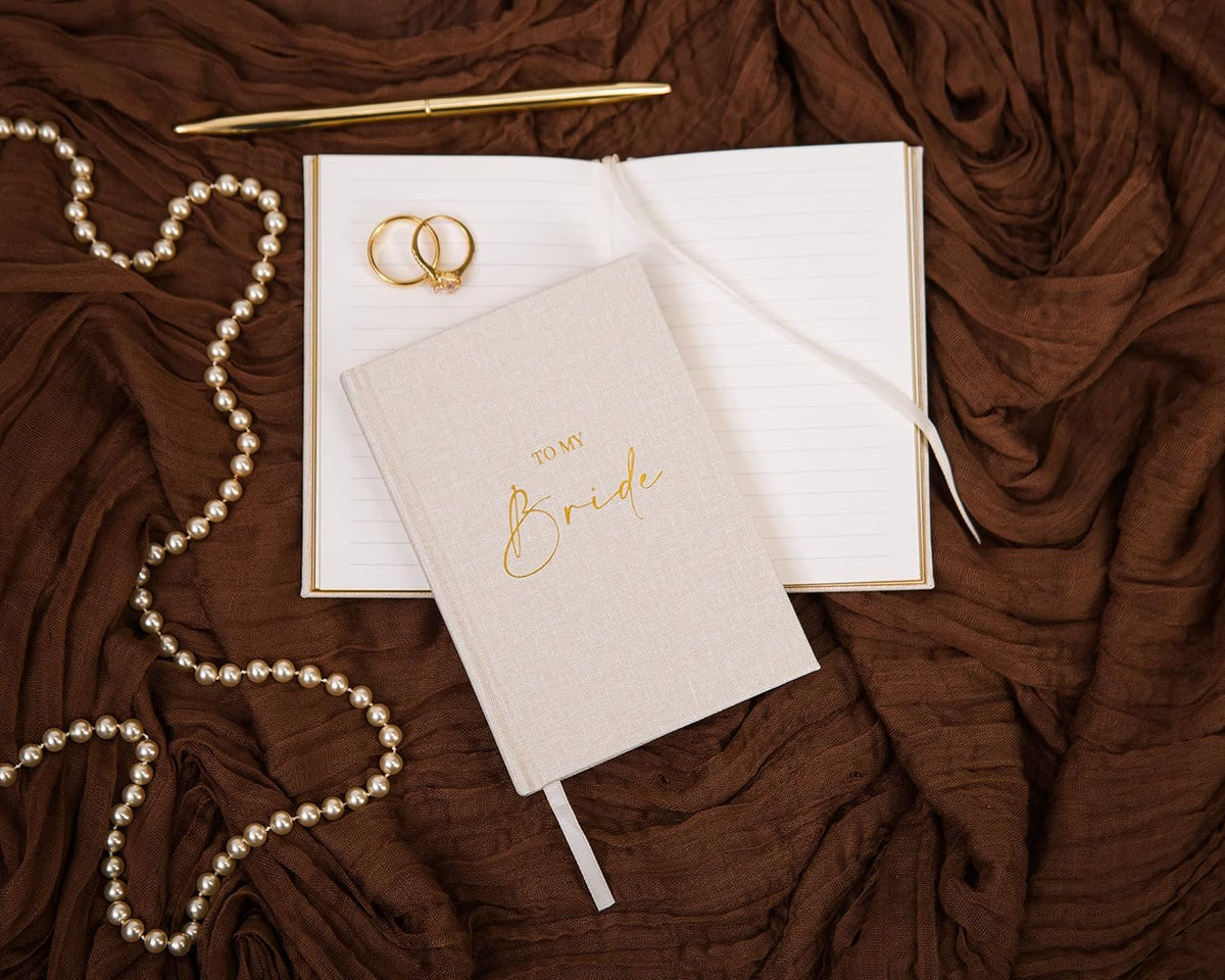 MUUJEE Hard Cover Vow Books (Set of 2) - Foil Embossed Wedding Ceremony Vow Renewal Speech Books