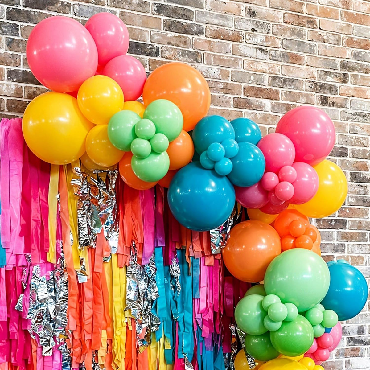 Hawaii Balloons Set, Pack of 60 12 Inch Hot Pink Orange Blue Light Green Yellow Neon Rainbow Latex
