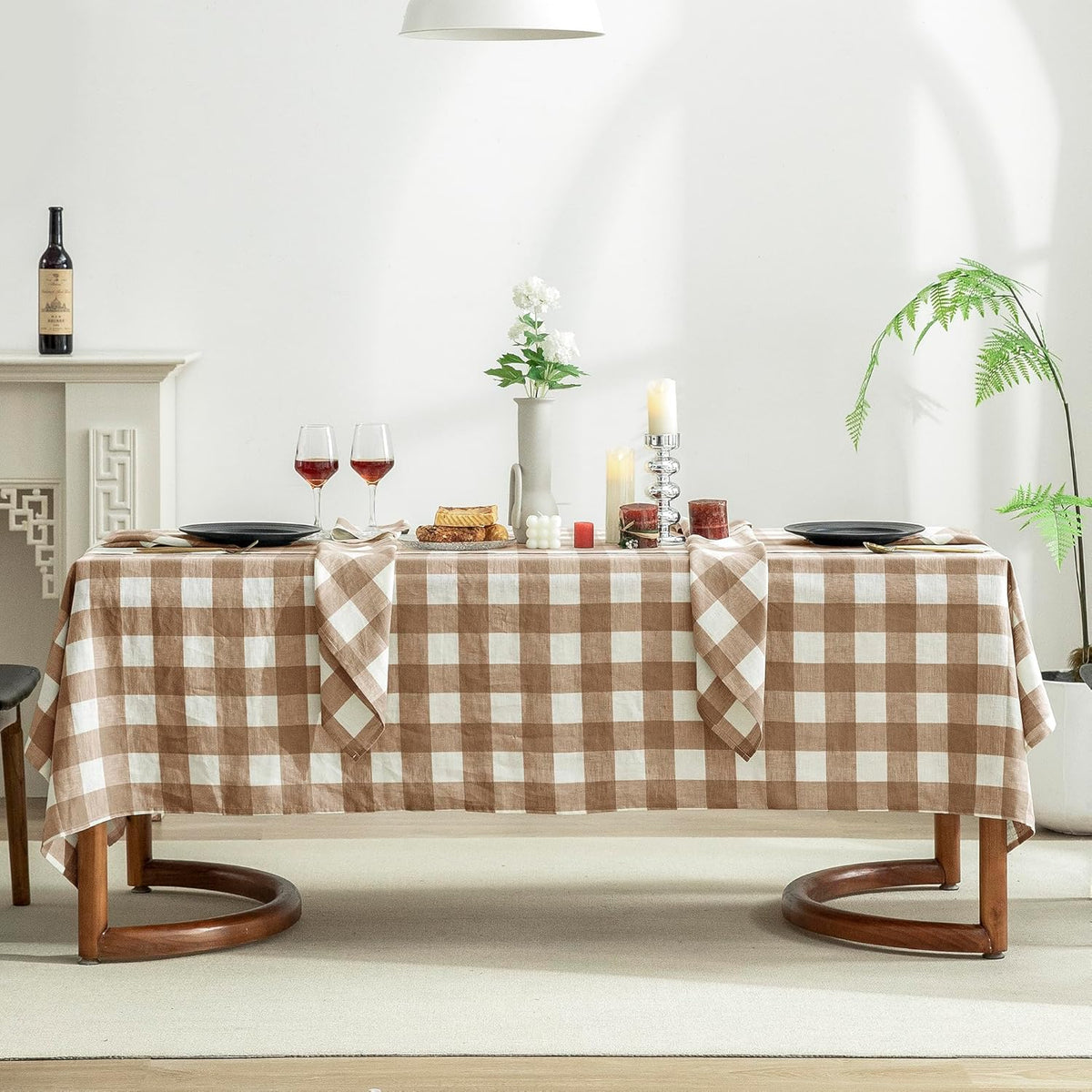 EVERLY 100% Yarn-Dyed Linen Rectangle Tablecloths 60x120Inches for Dining,Buffet