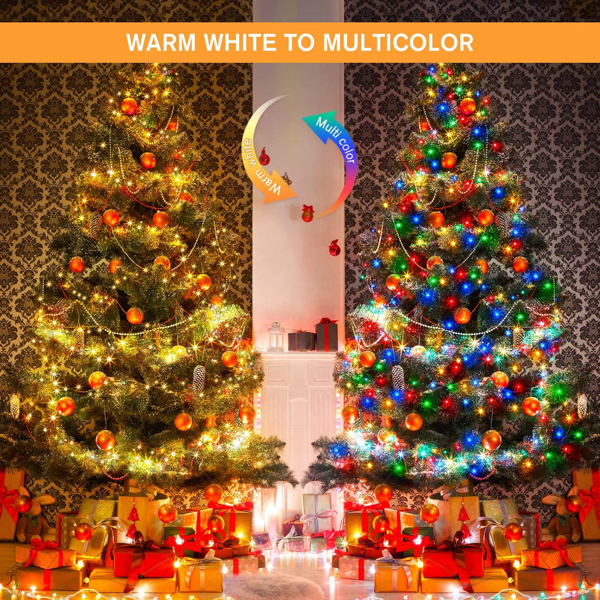 JMEXSUSS 500 LED Color Changing Christmas Lights, 163FT Warm White & Multicolor String With Remote