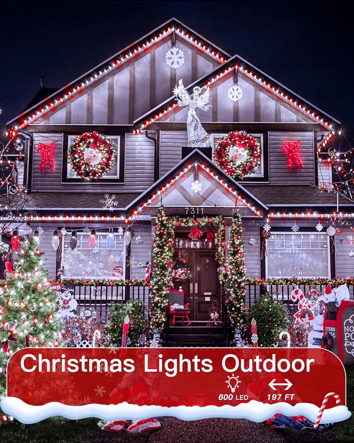 196FT 600LED Christmas Lights Outdoor Waterproof, String Light with Remote, 8 Modes LED Lights Plug