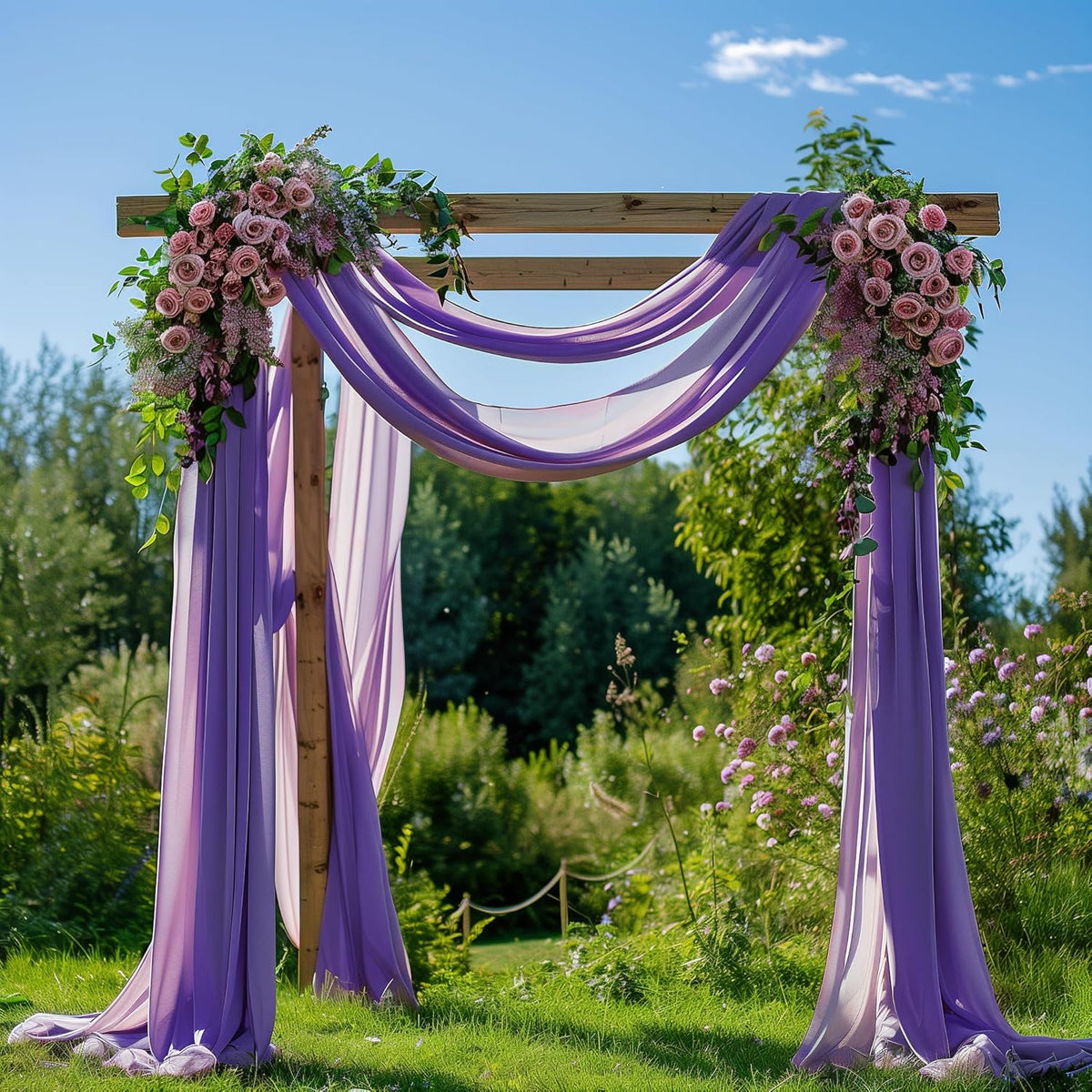 Wedding Arch Draping Fabric 2 Panels 28.7" x 20FT Lavender Purple Sheer Chiffon Backdrop Drapes for
