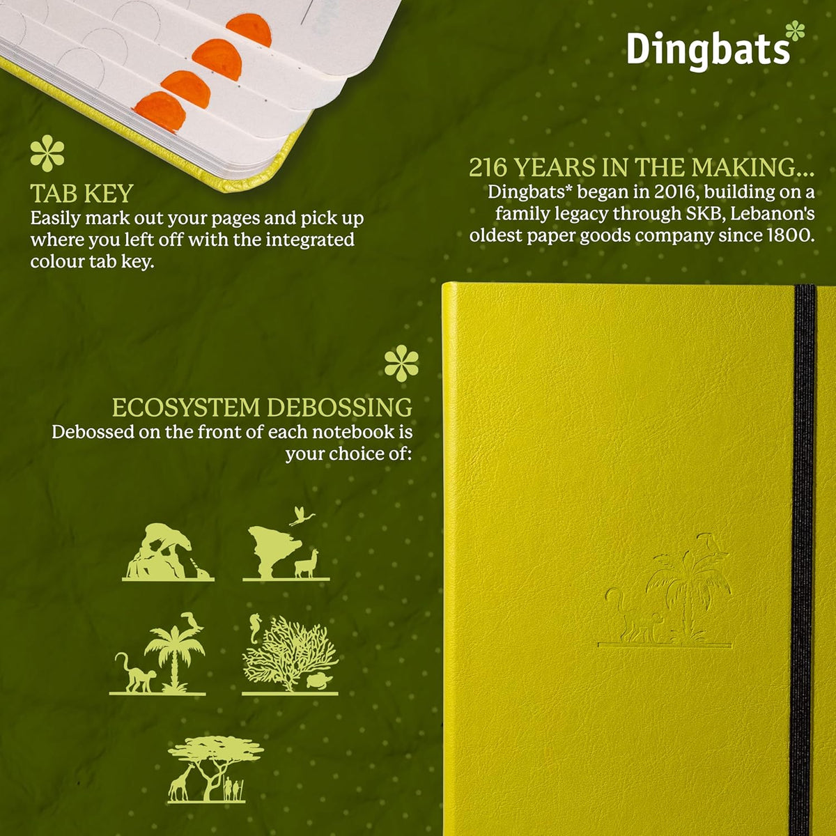Dingbats* Earth Dotted Writing Journal Notebook A5 - Vegan Leather Hardcover - Ideal for Work