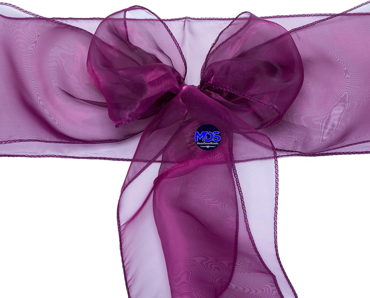 MDS Pack of 150 PCS Organza Chair Sashes Wider Dining Chair Bows Ribbon Tie Back for Wedding Party