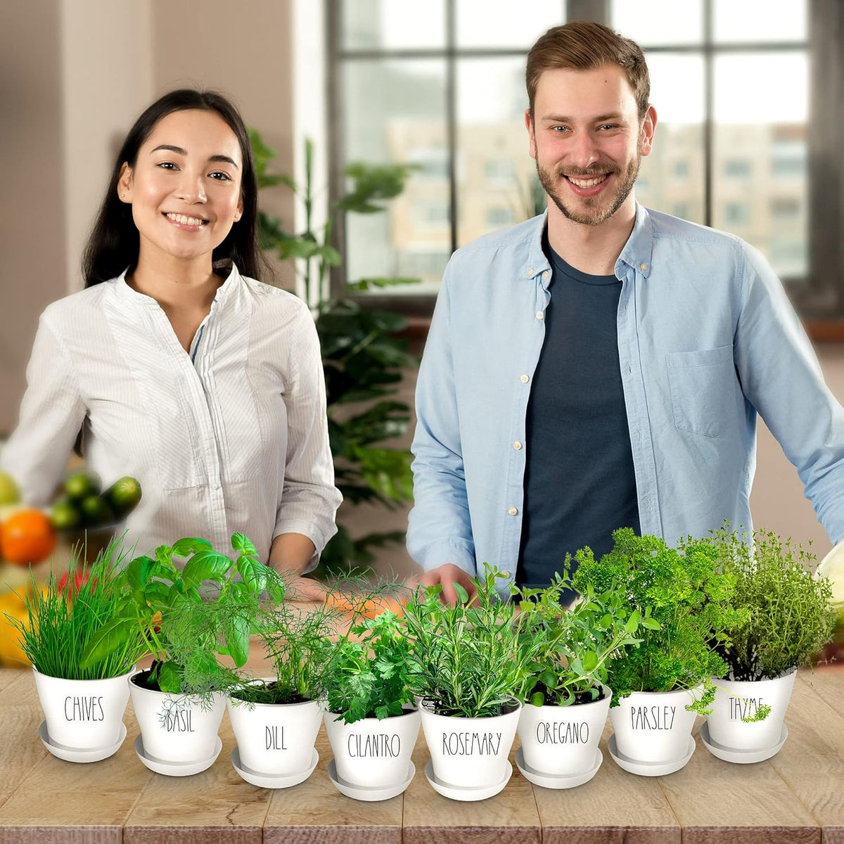 Deluxe Indoor & Outdoor Herb Garden Kit – 8 or The Most Popular Culinary Herbs with Pots & Soil for