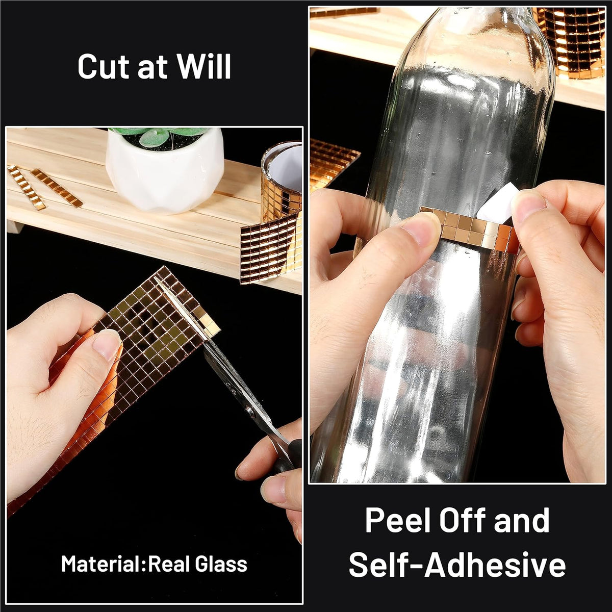PP OPOUNT 2360 PCS Disco Ball Tiles, 5 x 5 mm Self-Adhesive Mirror Tiles, Peel and Stick Mosaic for