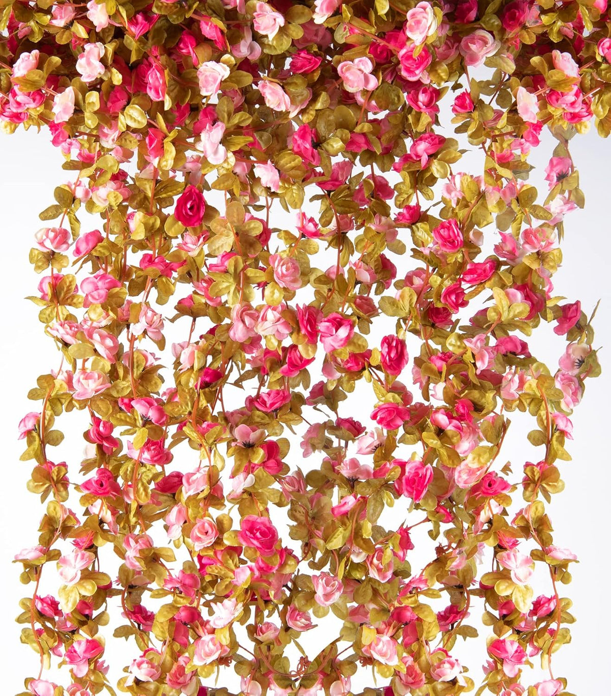 6 Pcs x 8.2 ft Flower Garland Artificial Rose Vine Flowers with Green Leaves Hanging Fake Roses