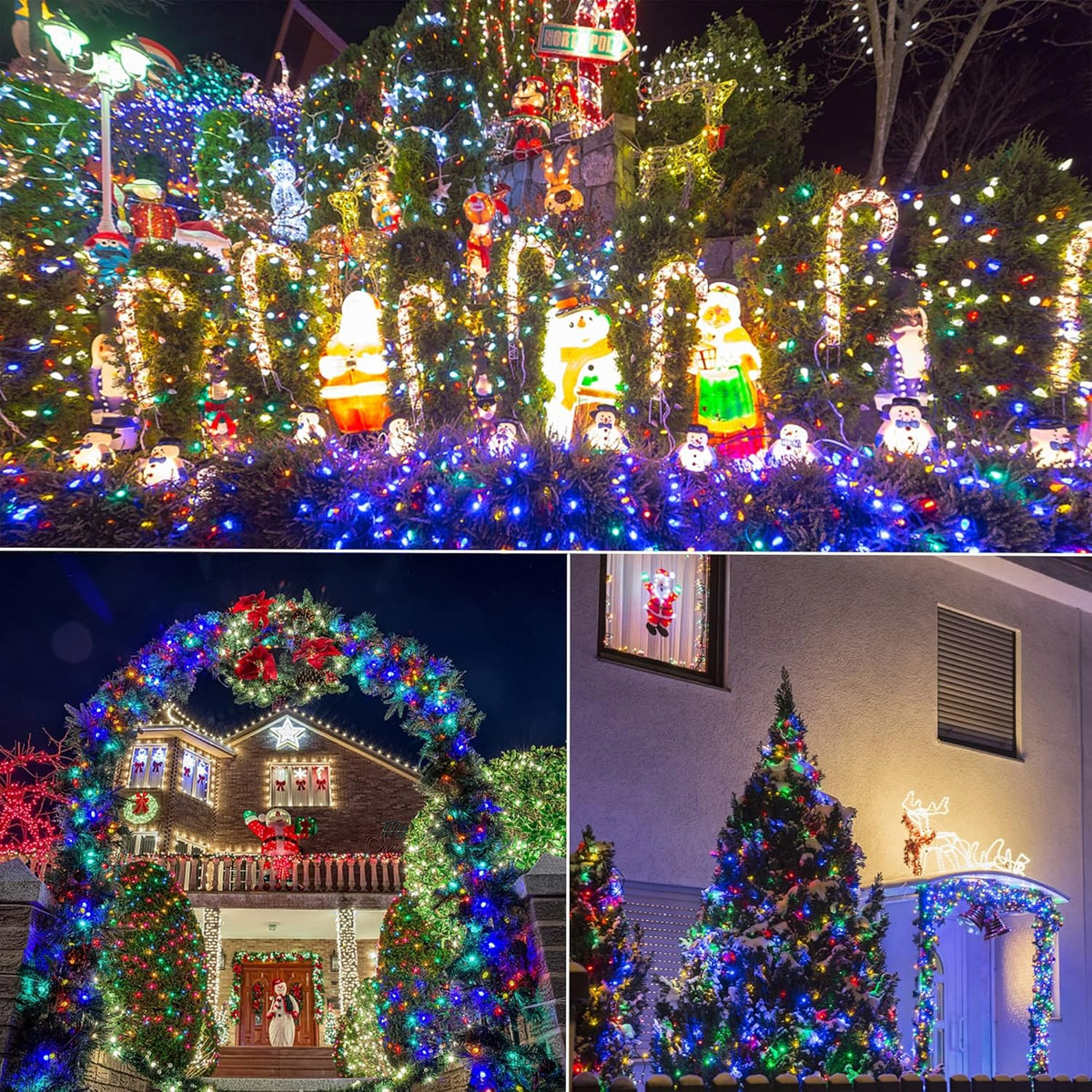 WATERGLIDE 2 Pack 50 LED Outdoor Christmas Lights, 16FT Battery Operated Mini String Lights with 8