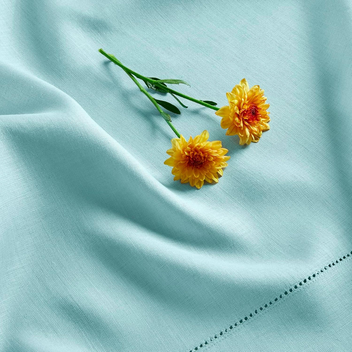 Solino Home Linen Tablecloth for Rectangle Tables 60 x 120 Inch - Classic Hemstitch 100% Pure Linen
