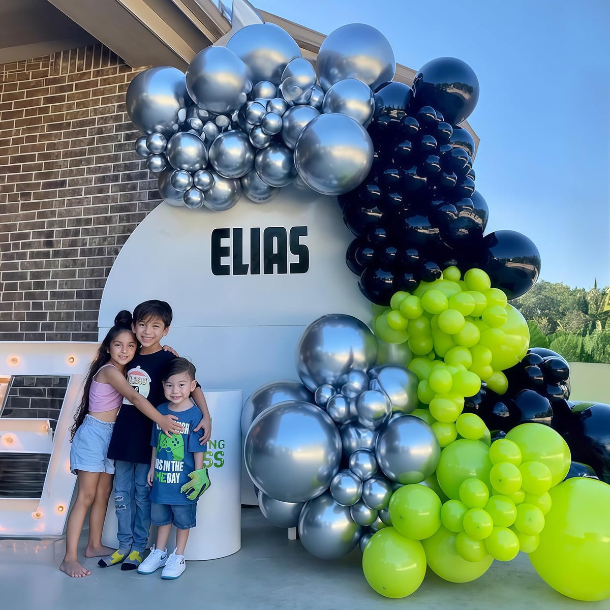 Green and Black Balloons, 35PCS Lime Green Black Silver Balloons, Gamer Latex Balloon for Boys Men