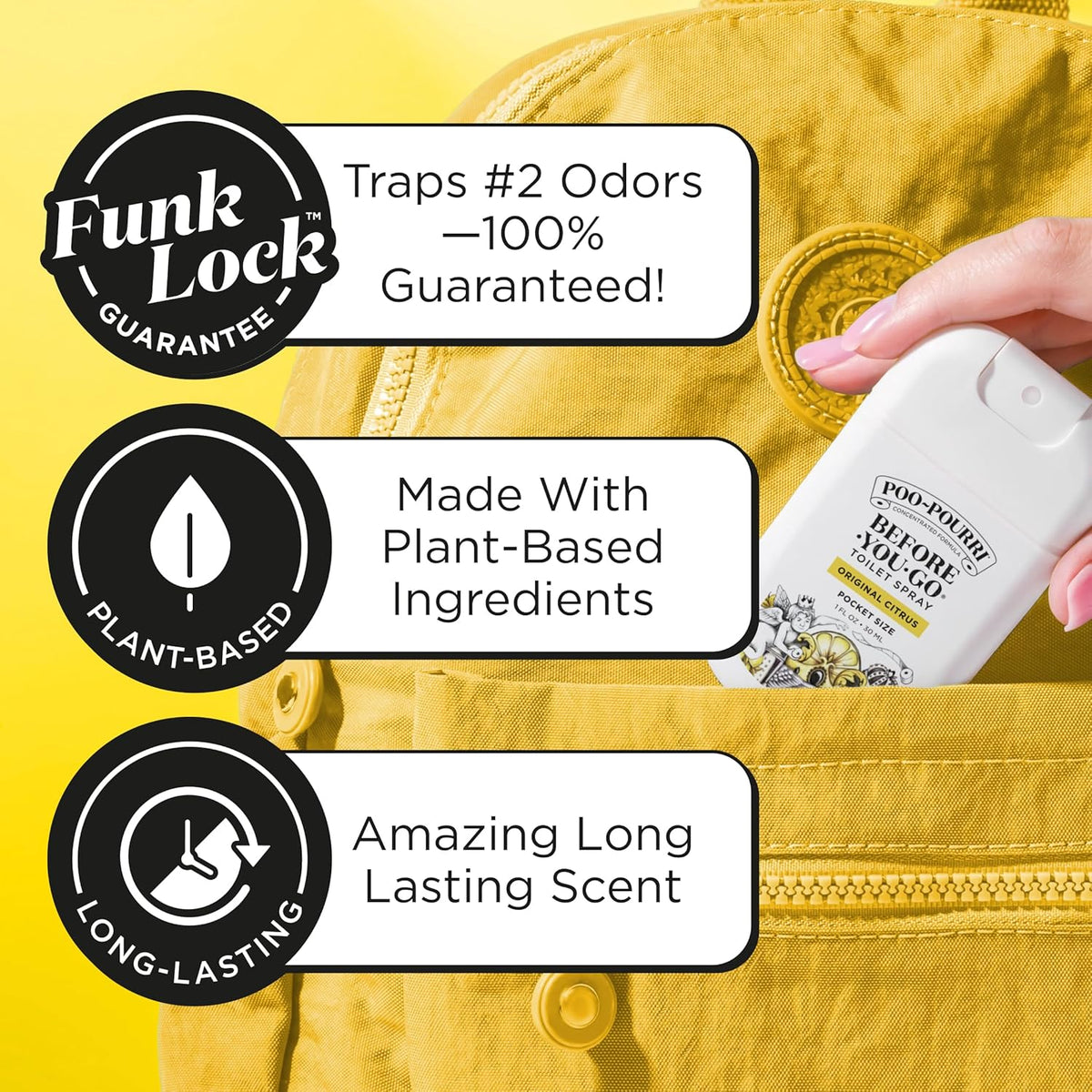 Poo-Pourri Before-You-Go Pocket Toilet Spray, Travel Essentials, Original Citrus, 1 Fl Oz, Up to 50