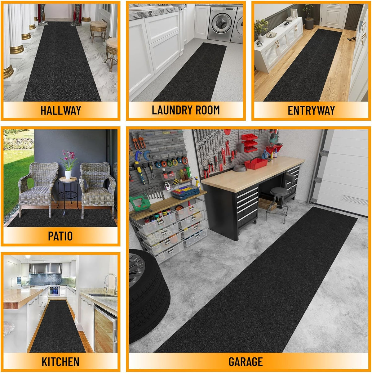Ottomanson Commercial Scrape Rib Entry Mat – Heavy Duty Ribbed Floor Mat for High Traffic – Non