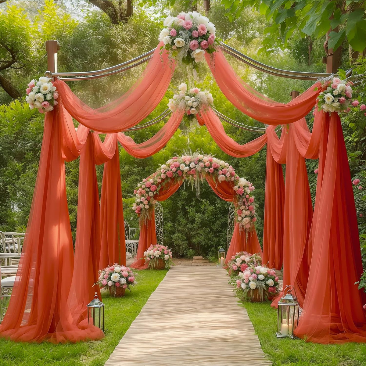 Arch Drapes for Wedding Arch Draping Fabric Terracotta Sheer Backdrop Curtain for Ceremony Bridal