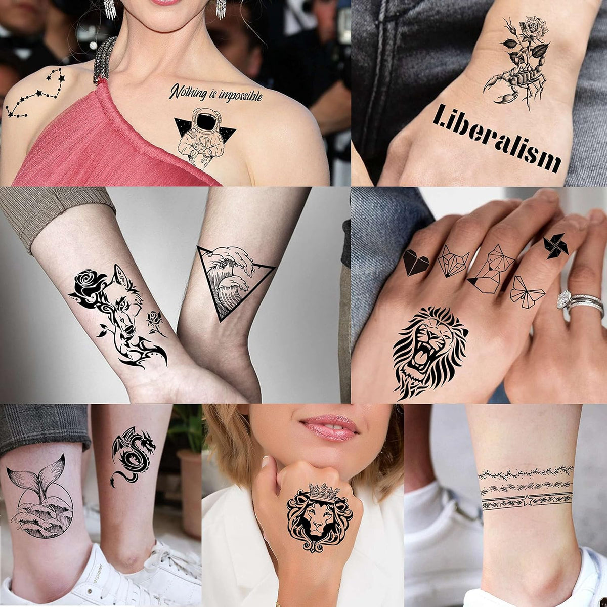 52 Sheets Tiny Small Temporary Tattoos For Kids Boys Girls, Tribal Animals Butterfly Anchor Compass