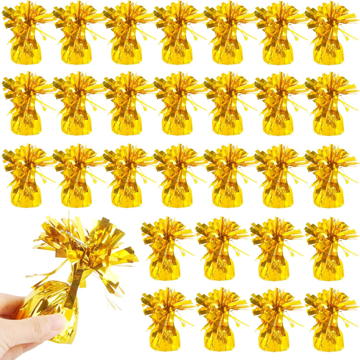 30 Pack 4.7 Inch Balloon Weights 170g Metallic Wrapped Balloon Anchors Weights for Birthday Wedding