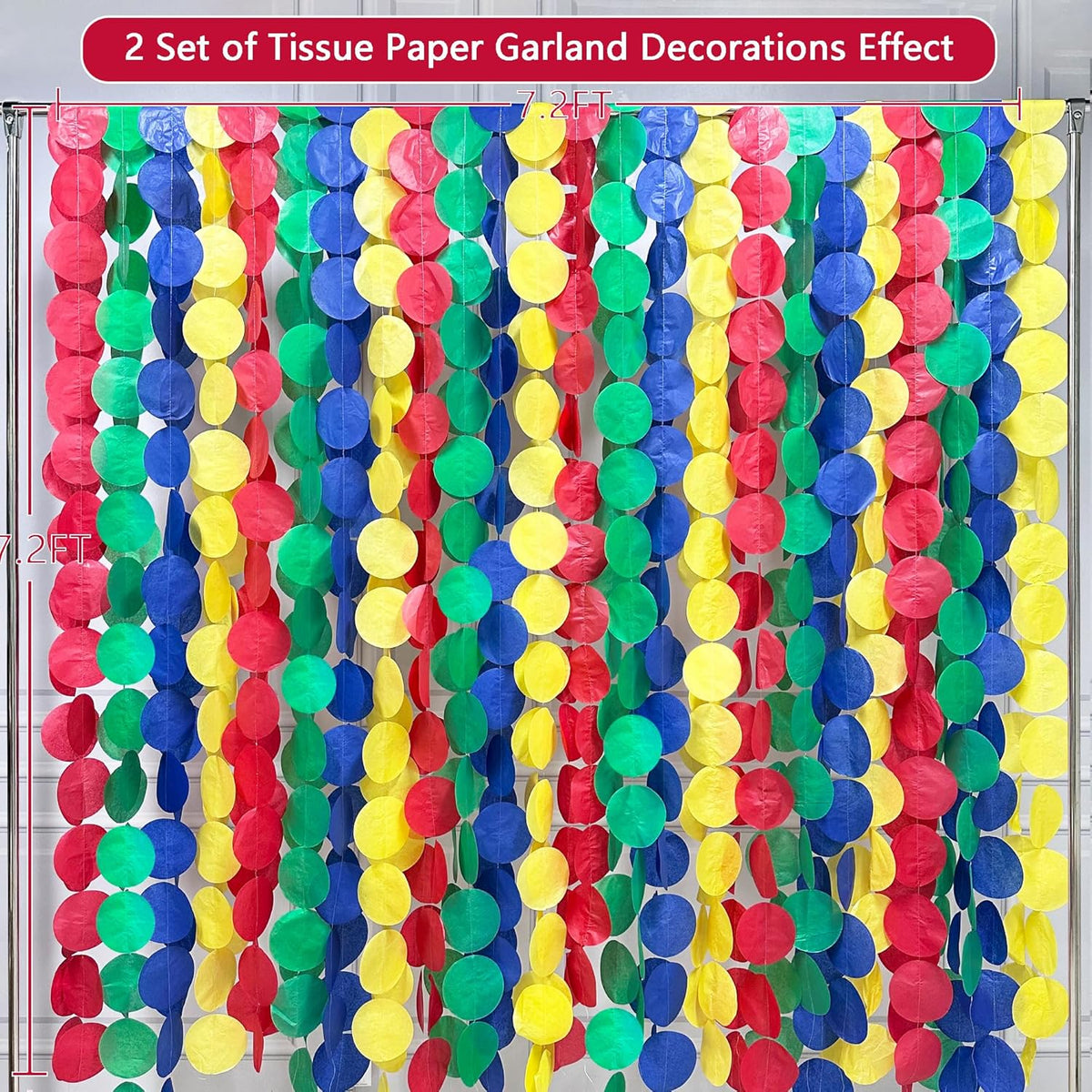205Ft Super Mario Party Decorations Red Green Blue Yellow Big Polka Dot Tissue Paper Backdrop