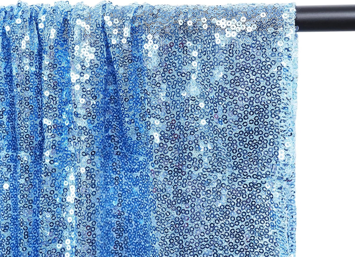 Poise3EHome 2ft x 8ft Baby Blue Sequin Backdrop Curtains 2 Panels Photography Backdrop for Party