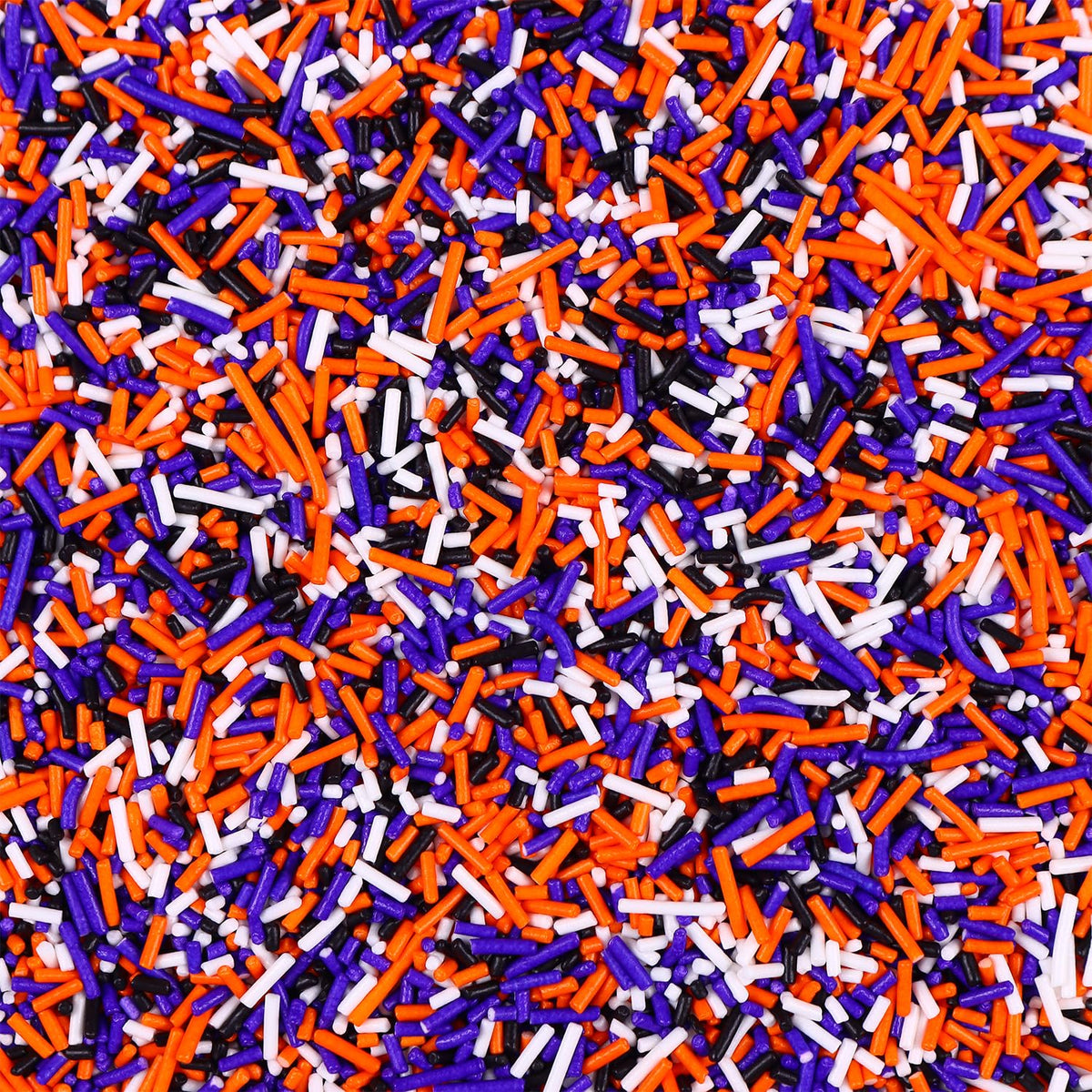 Edible Halloween Jimmies Sprinkles, Halloween Sprinkles, White, Purple, Orange, and Black