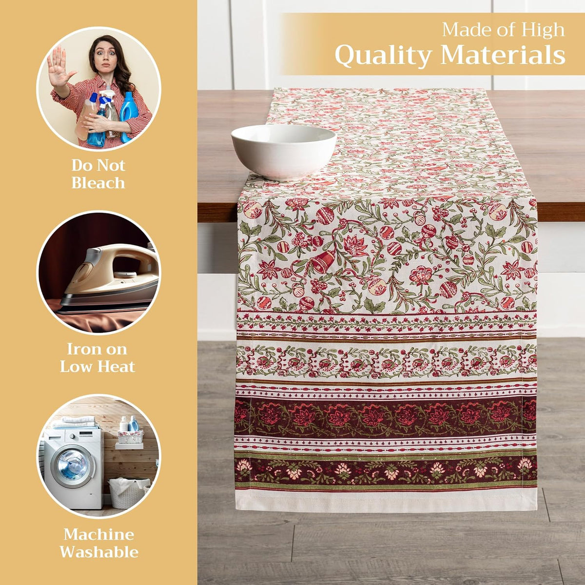 Maison d' Hermine Table Runner 100% Cotton Single Layer Table Runners 72 inches Long Decorative for