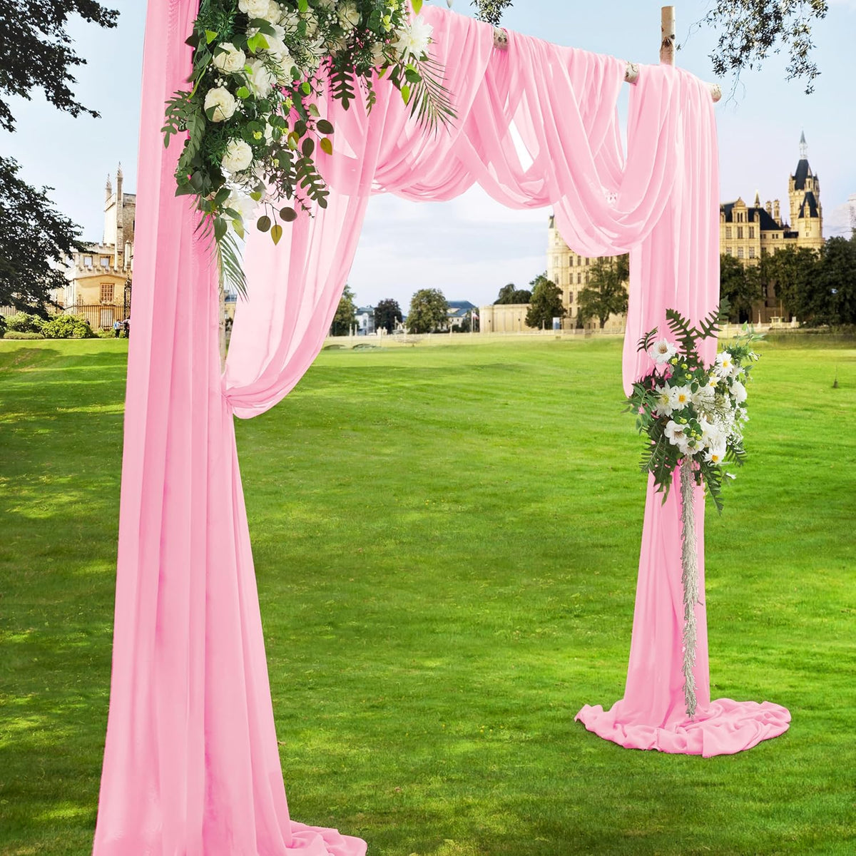 VACVELT Wedding Arch Draping Fabric Blush Pink Chiffon, 1 Panel Sheer Drapes 30 Inch x 20ft Chiffon