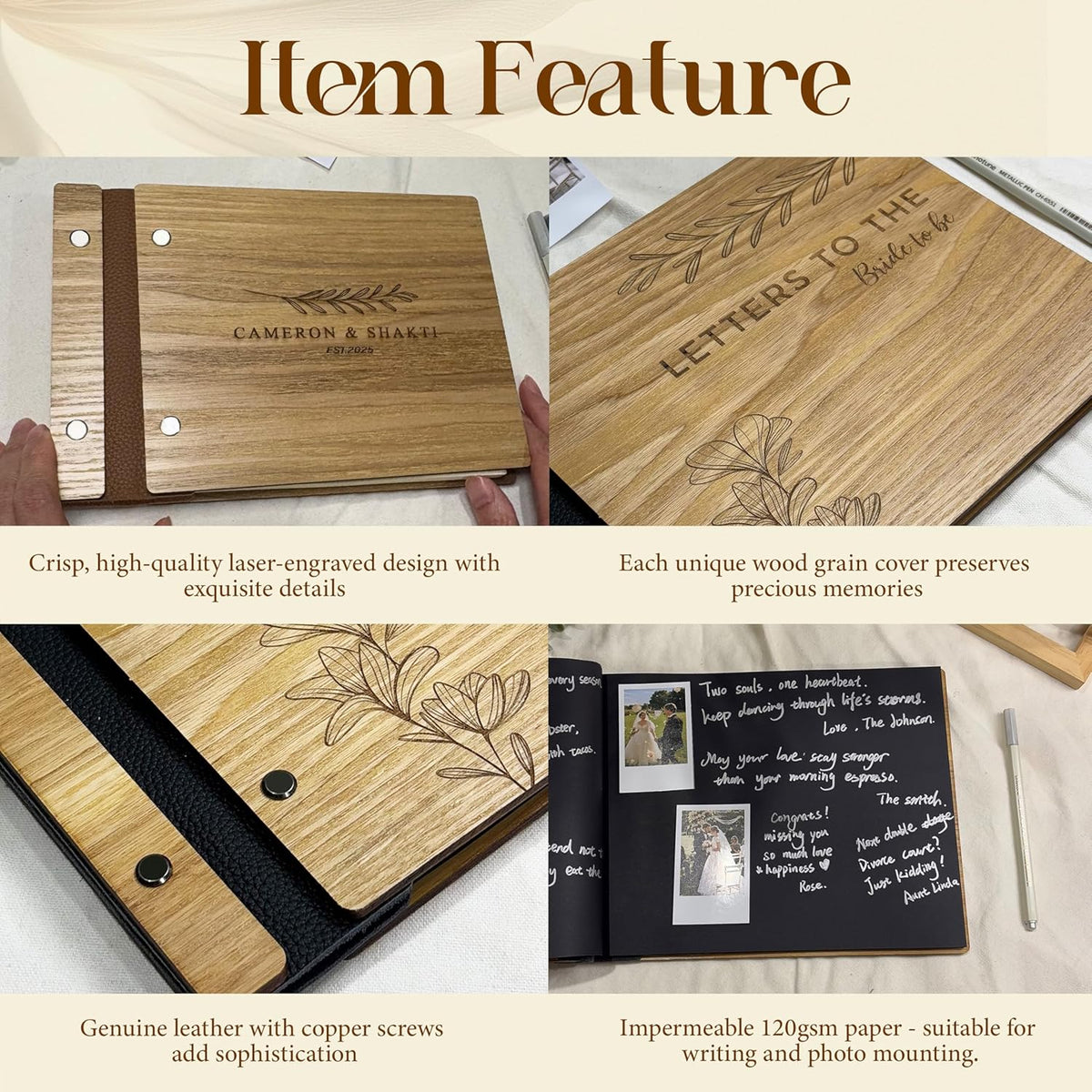 Personalized Wooden Wedding Guest Book, Custom Reception Sign Wooden Guestbook, Wedding Anniversary