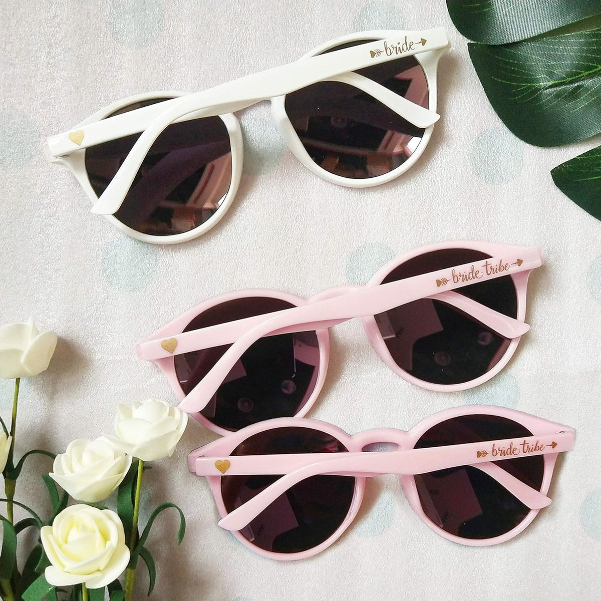 LADY&HOME Bachelorette Party Cat Eye Sunglasses - Bridesmaid & Bridal Shower Supplies, 10pcs Round