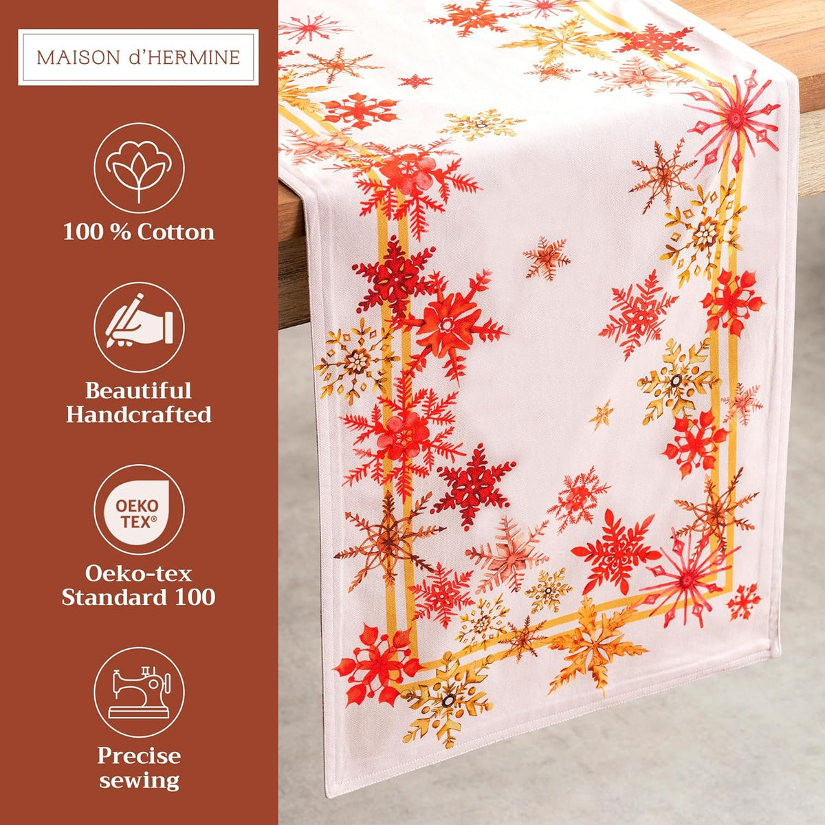 Maison d' Hermine Table Runner 100% Cotton Double Layer Table Runners 108 inches Long Decorative