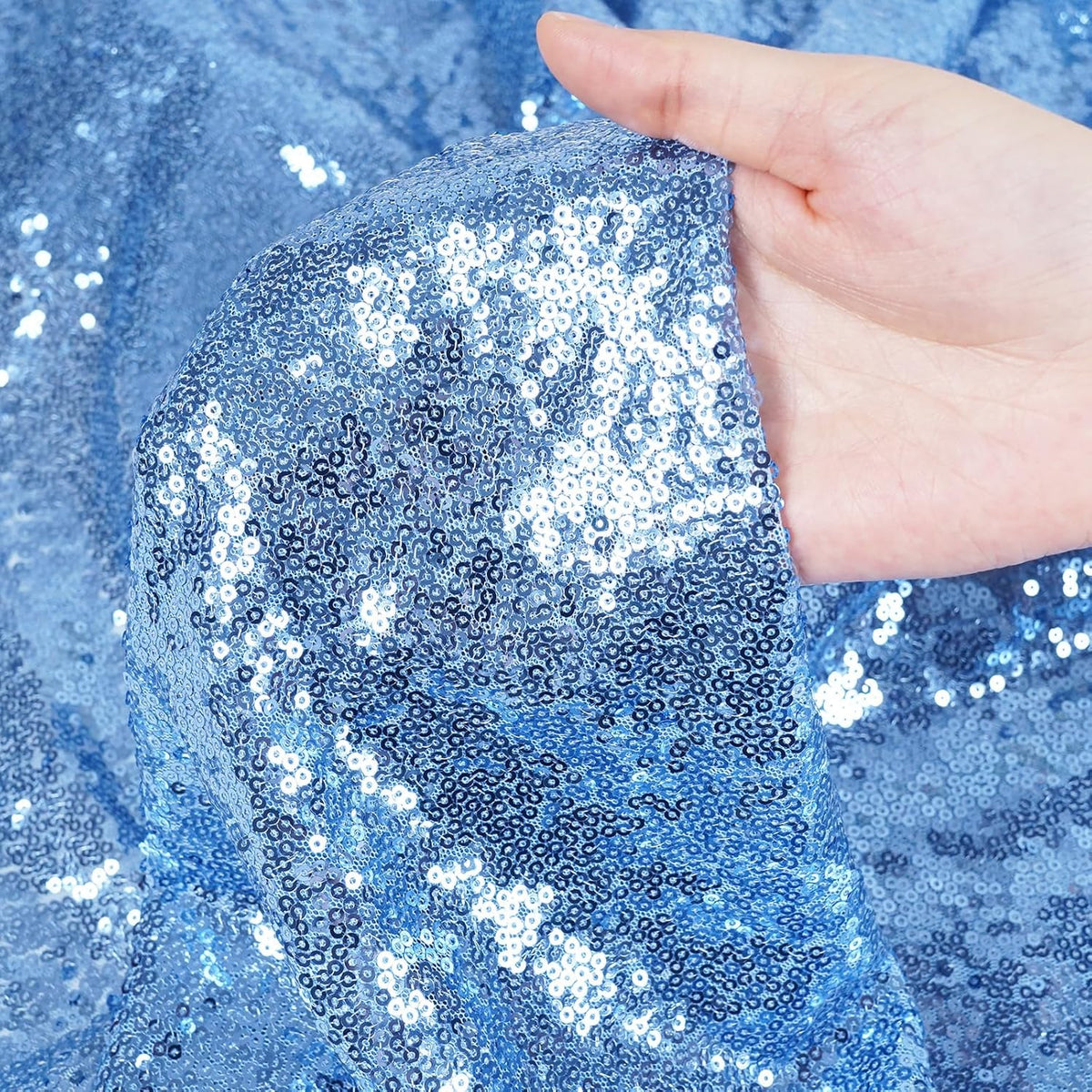 Poise3EHome Blue Sequin Backdrop,10FT x 10FT Sequin Photography Backdrop Curtain for Party