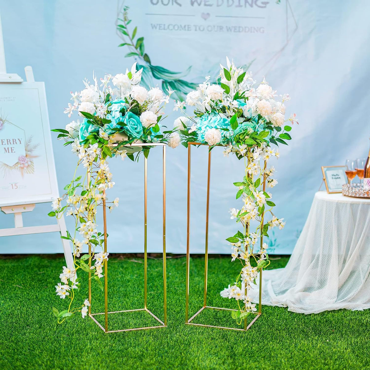 Gold Flower Stand for Table: 31.5” Tall Centerpiece Stand for Wedding Table Reception Floral Center