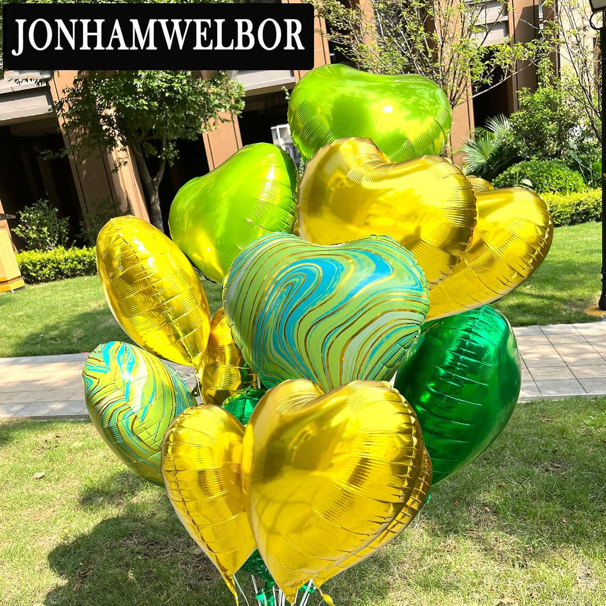 Jonhamwelbor 20Pcs 18 inch Gold Foil Mylar Heart Shape Balloons Decorations Valentines Birthday