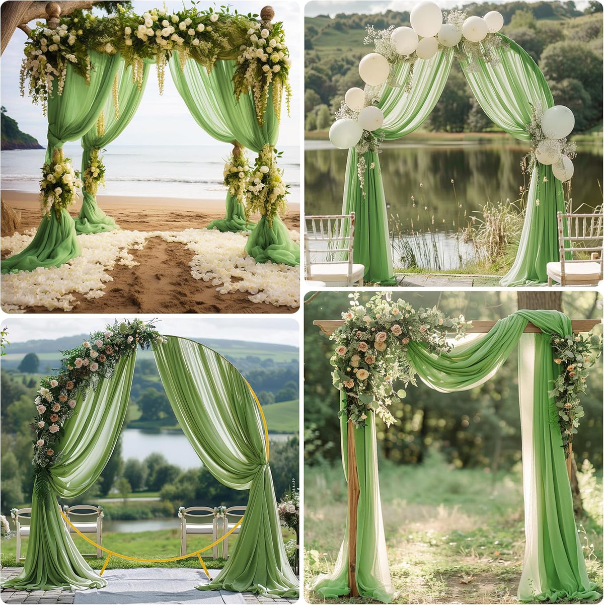 Wedding Arch Draping Fabric 1 Panel 28.7" x 20FT Sage Green Sheer Chiffon Backdrop Drapes for