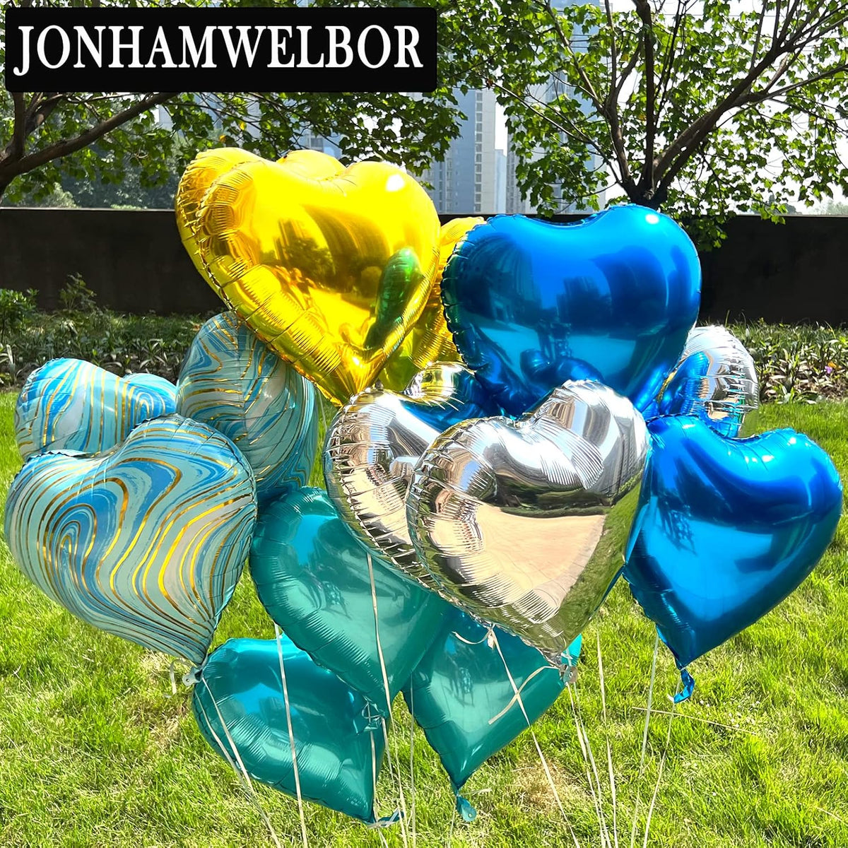 Jonhamwelbor 20Pcs 18 inch Gold Foil Mylar Heart Shape Balloons Decorations Valentines Birthday