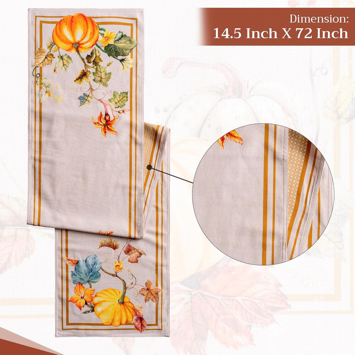 Maison d' Hermine Table Runner 100% Cotton Double Layer Table Runners 72 inches Long Decorative for