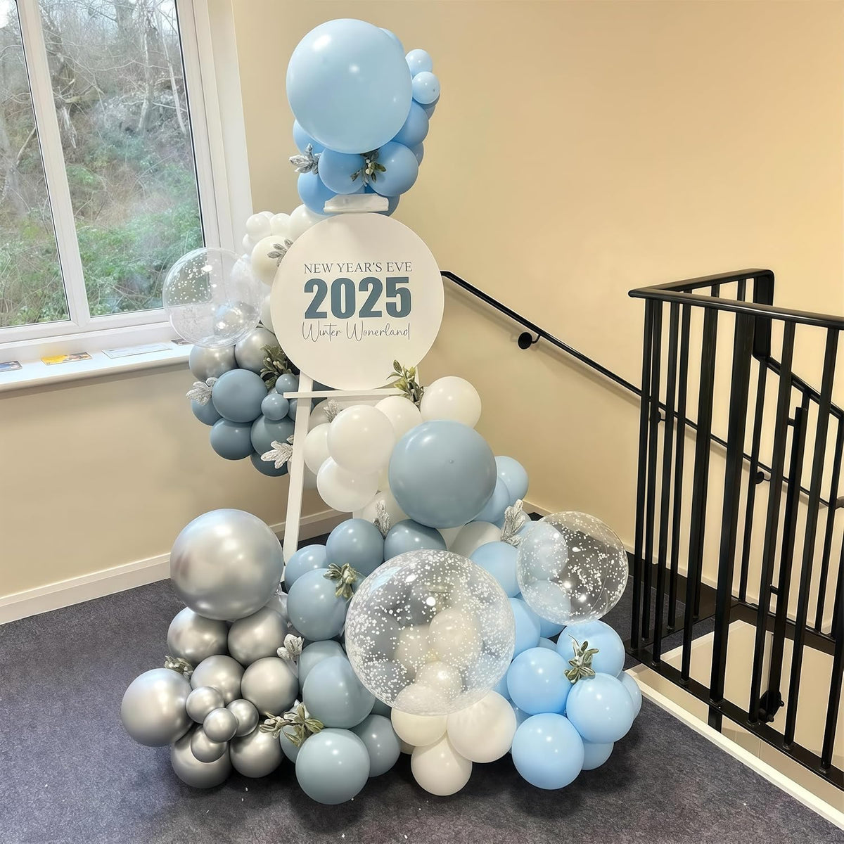 Winter Wonderland Balloons, 60PCS Blue White Snowflakes for Ice Wonderland Christmas Baby Shower