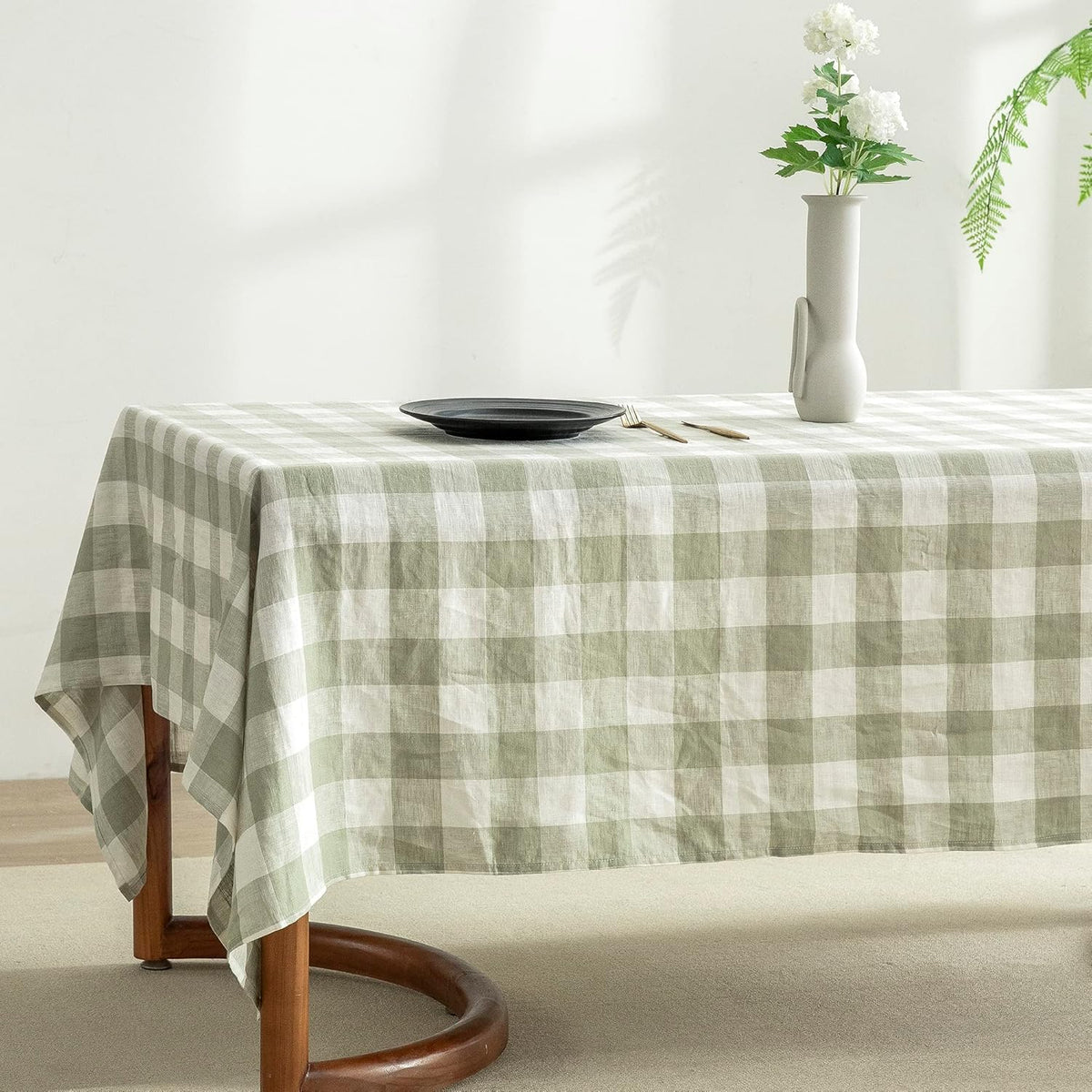 EVERLY 100% Yarn-Dyed Linen Rectangle Tablecloths 60x108Inches for Dining,Buffet