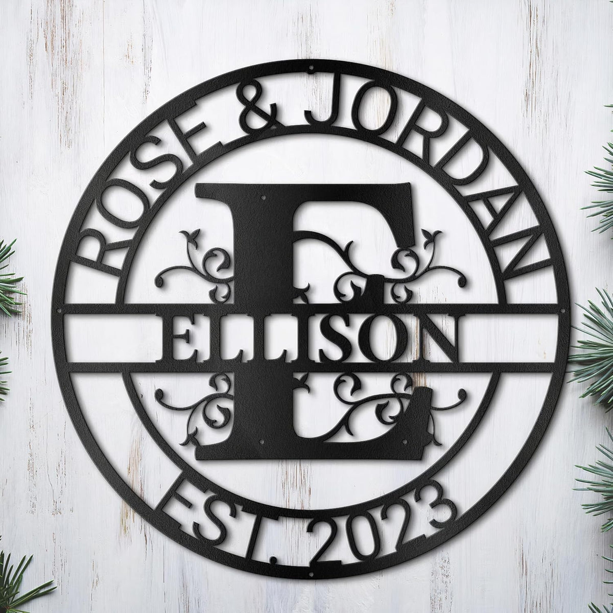 Personalized Metal Name Signs, Split Letter Monogram Wall Decor, Custom Last Name Sign, Family Name