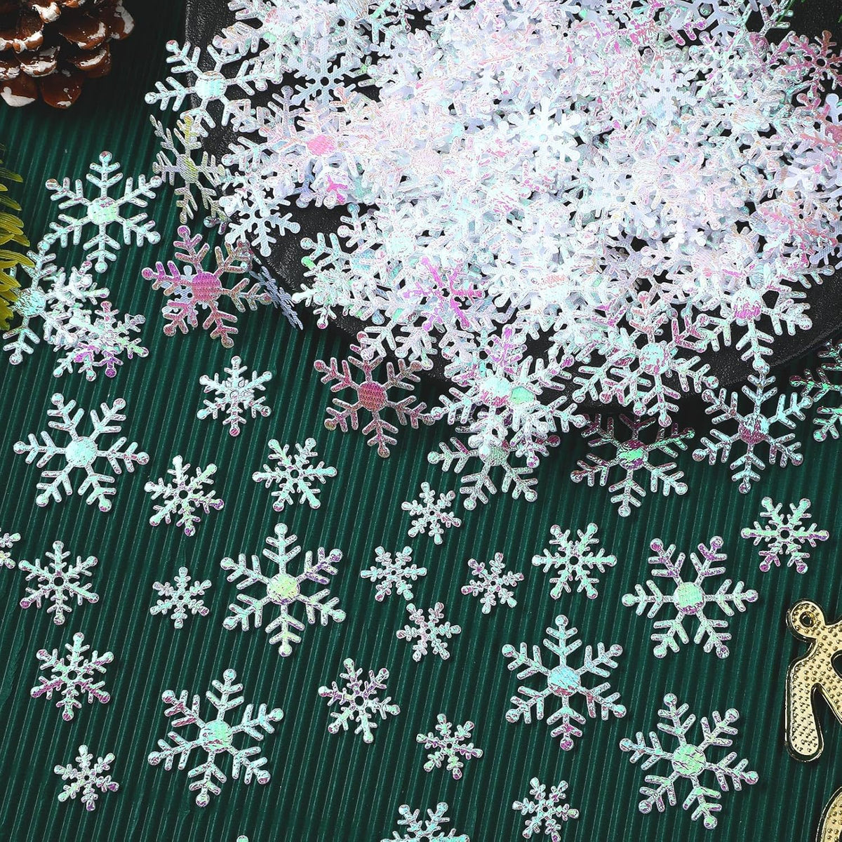 MARFOREVER Snowflake Confetti Decorations, Winter Snowflake Glitter Confetti White Snow Scatter