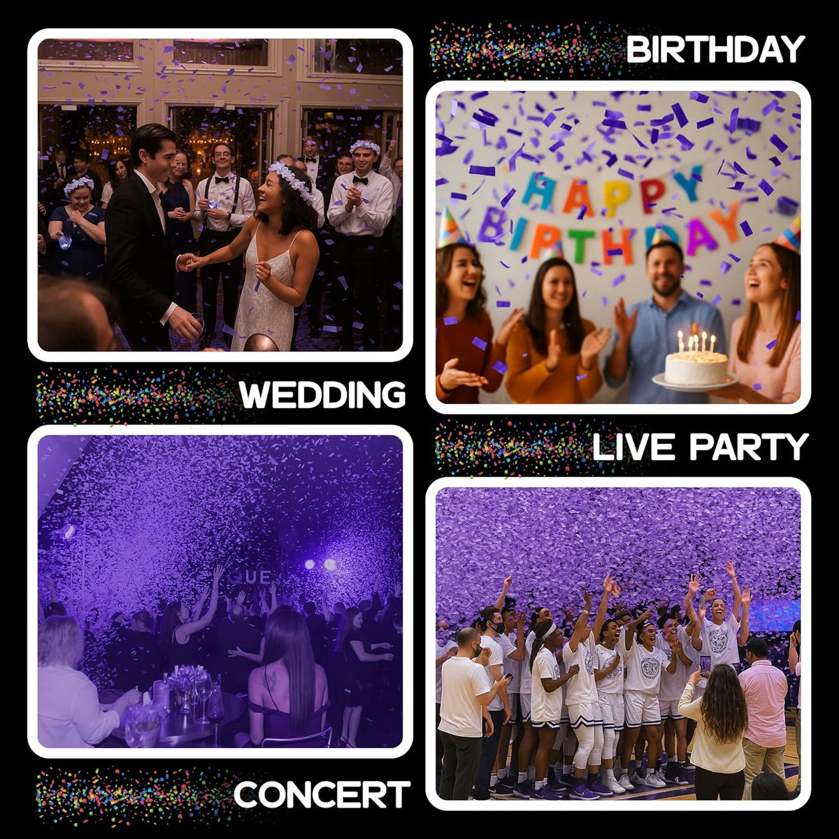 Purple Biodegradable Confetti - Rectangular Fluttering Tissue Paper Confetti for Cannon and