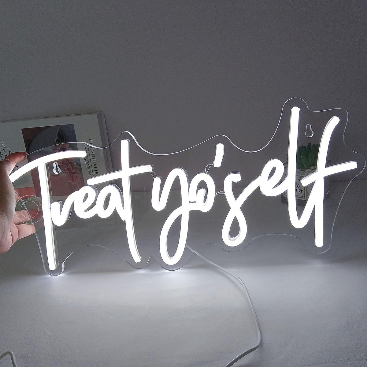 SYLHOME Treat Yourself Led Neon Light Sign Bedroom Kids Room Living Room Art Wall Decor Sign Home