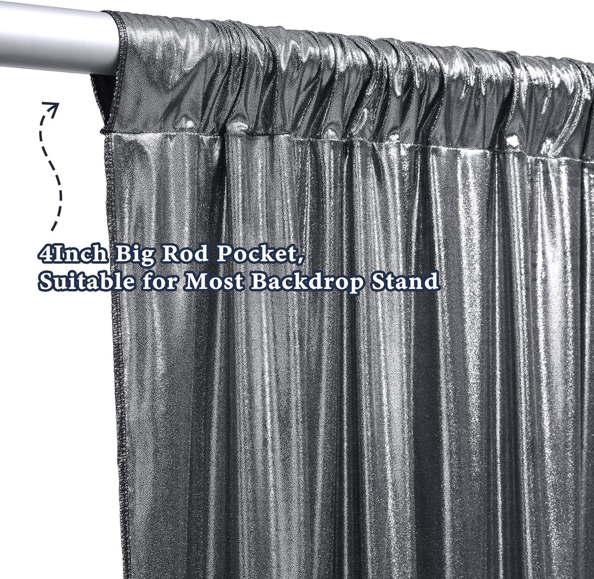 Outpain Thick 20 ft x 10 ft Black Silver Sequin Backdrop Curtain for Parties, Wrinkle Free Glitter