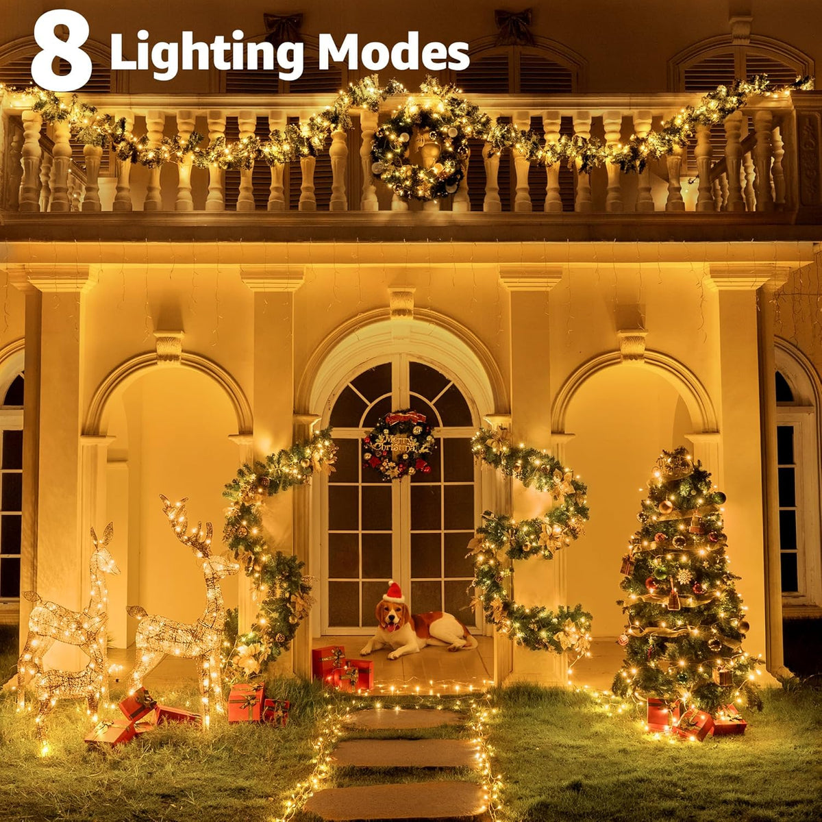328 FT 1000 LED Christmas Lights Outdoor, Warm White Christmas Lights with Remote, 8 Modes String