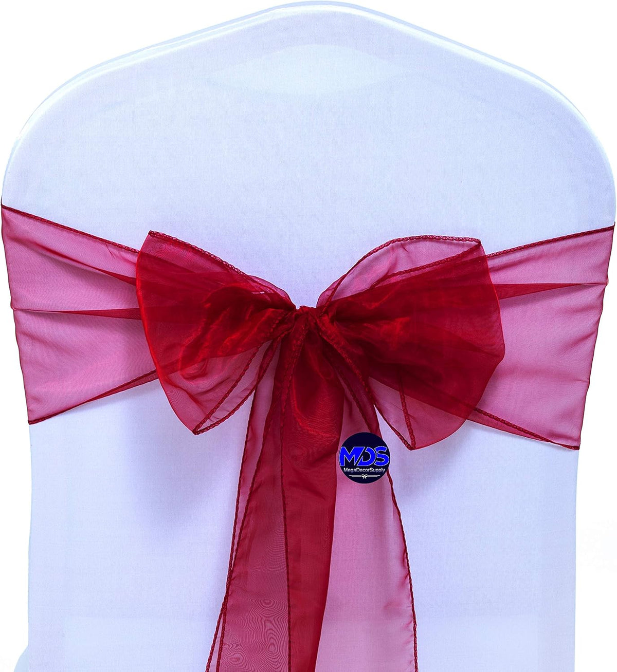 MDS Pack of 50 PCS Organza Chair Sashes Wider Dining Chair Bows Ribbon Tie Back for Wedding Party