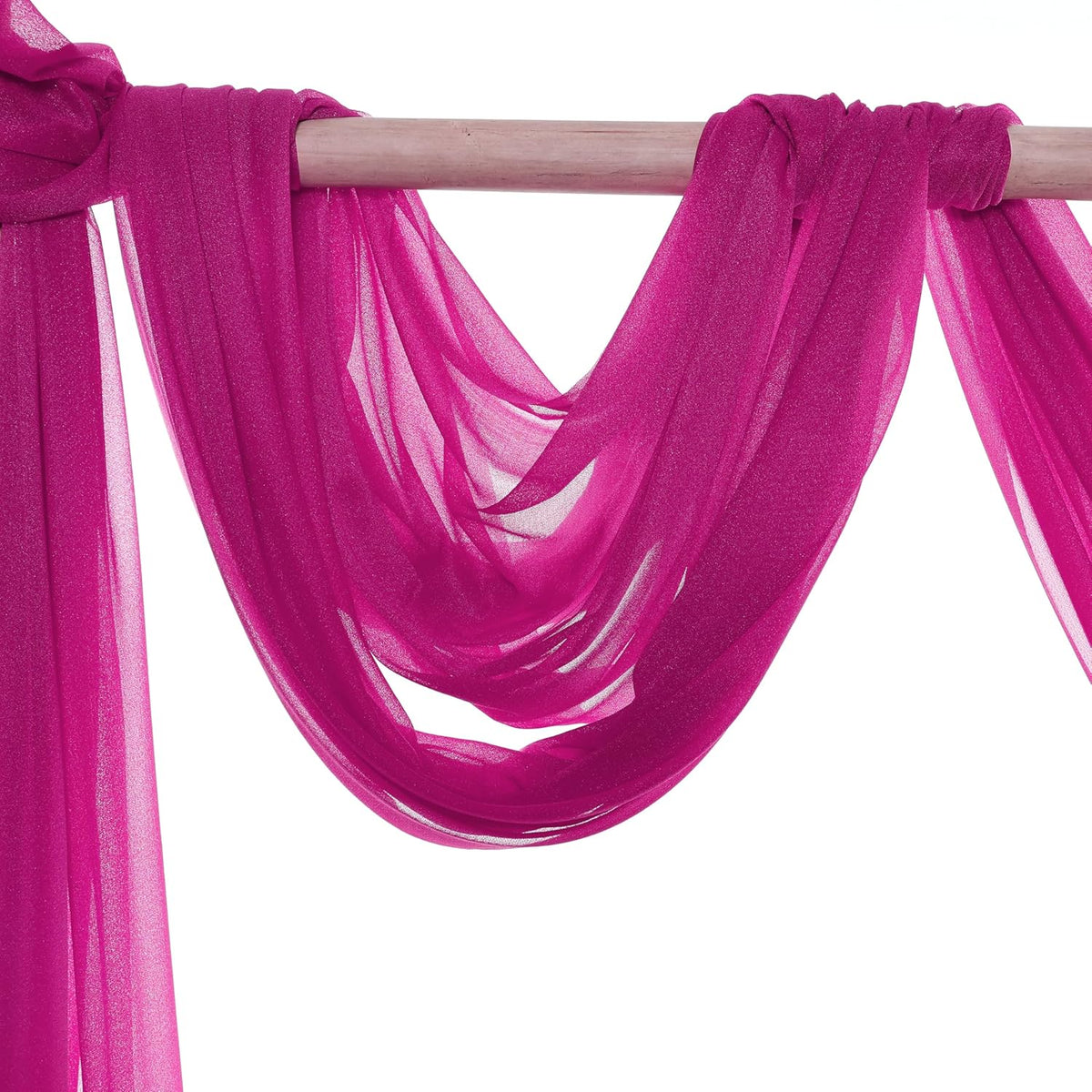 VDS Pack of 3 Panel (30 Inch X 20 Feet) Wedding Arch Draping Fabric Sheer Chiffon Fabric Drapery