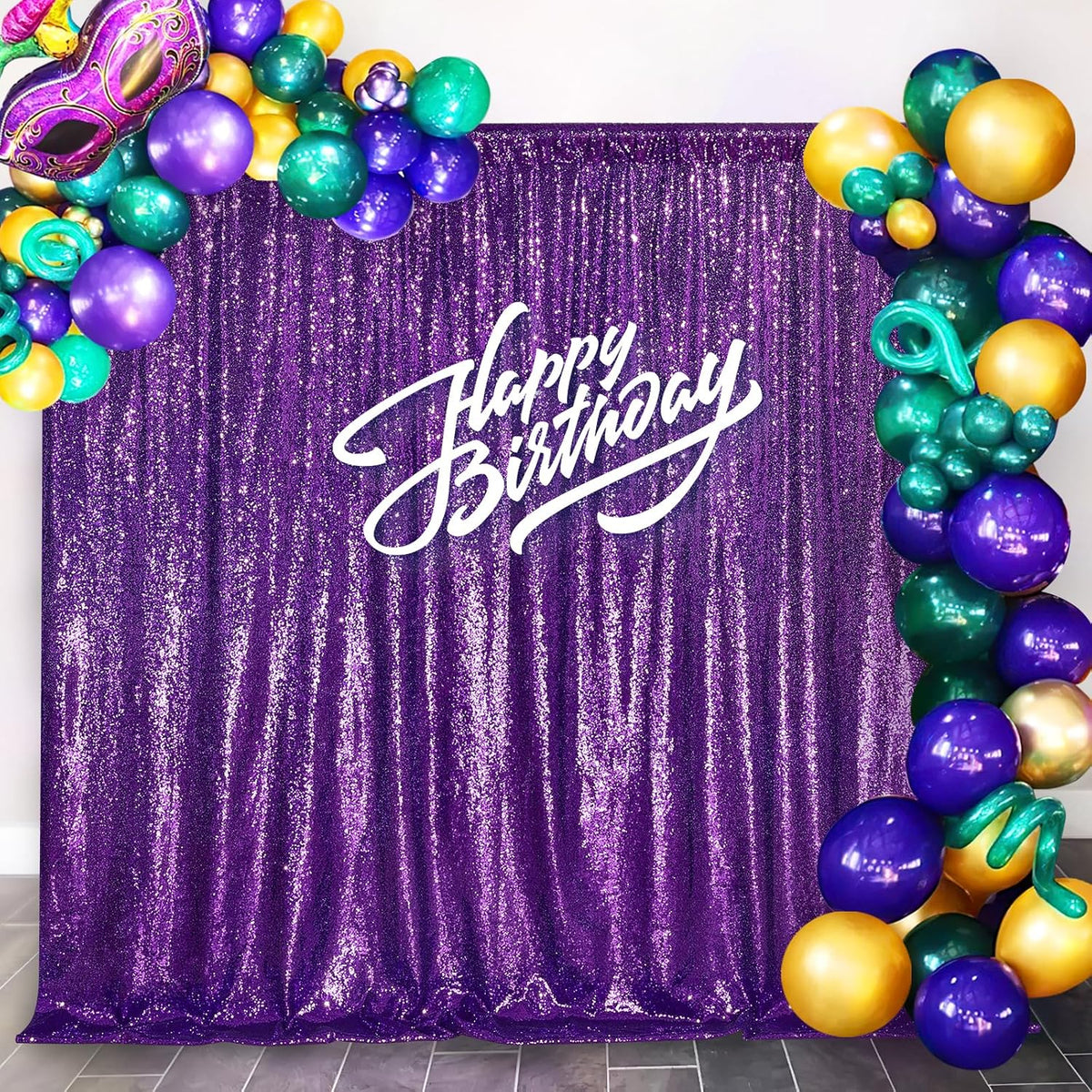 Purple Sequin Backdrop 8ft x 8ft Glitter Party Backdrop Curtains Glitter Background for Baby Shower