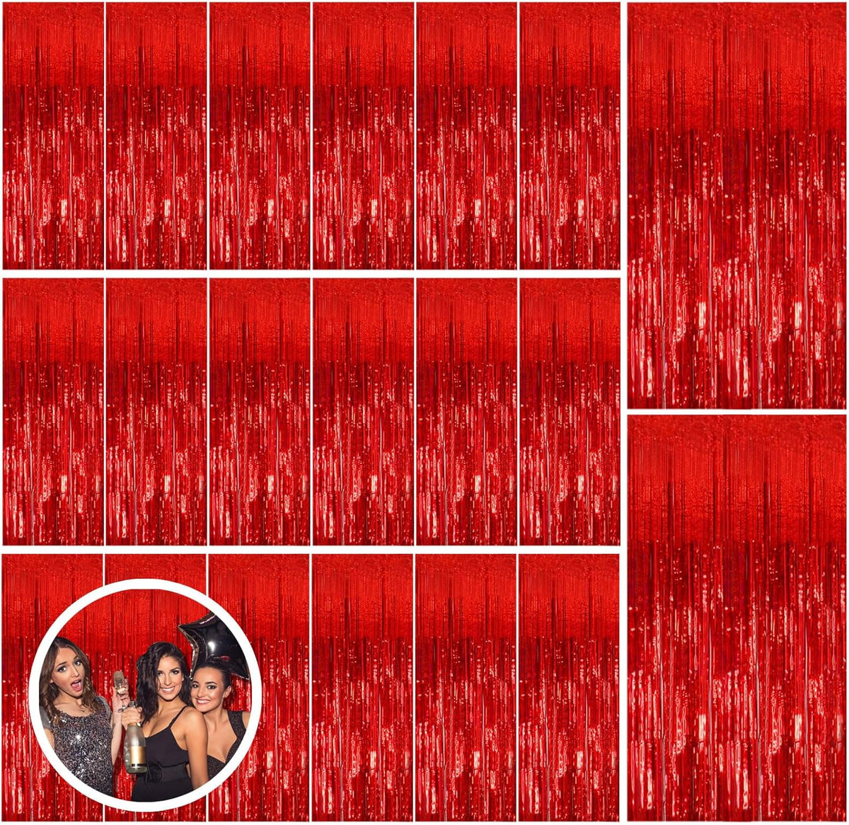 20 Pack Red Streamers Party Backdrop Christmas Decorations Foil Fringe Backdrop Curtains Carnival